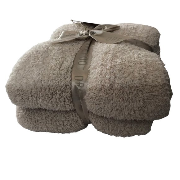 Barefoot Dreams Cozy Blanket with Heathered Stripe Light Tan Beige New NWT - Picture 7 of 9